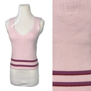 NWT  Nic + Zoe (M) Pink Daydream Rib Knit V-neck Sleeveless Tank Camisole Top